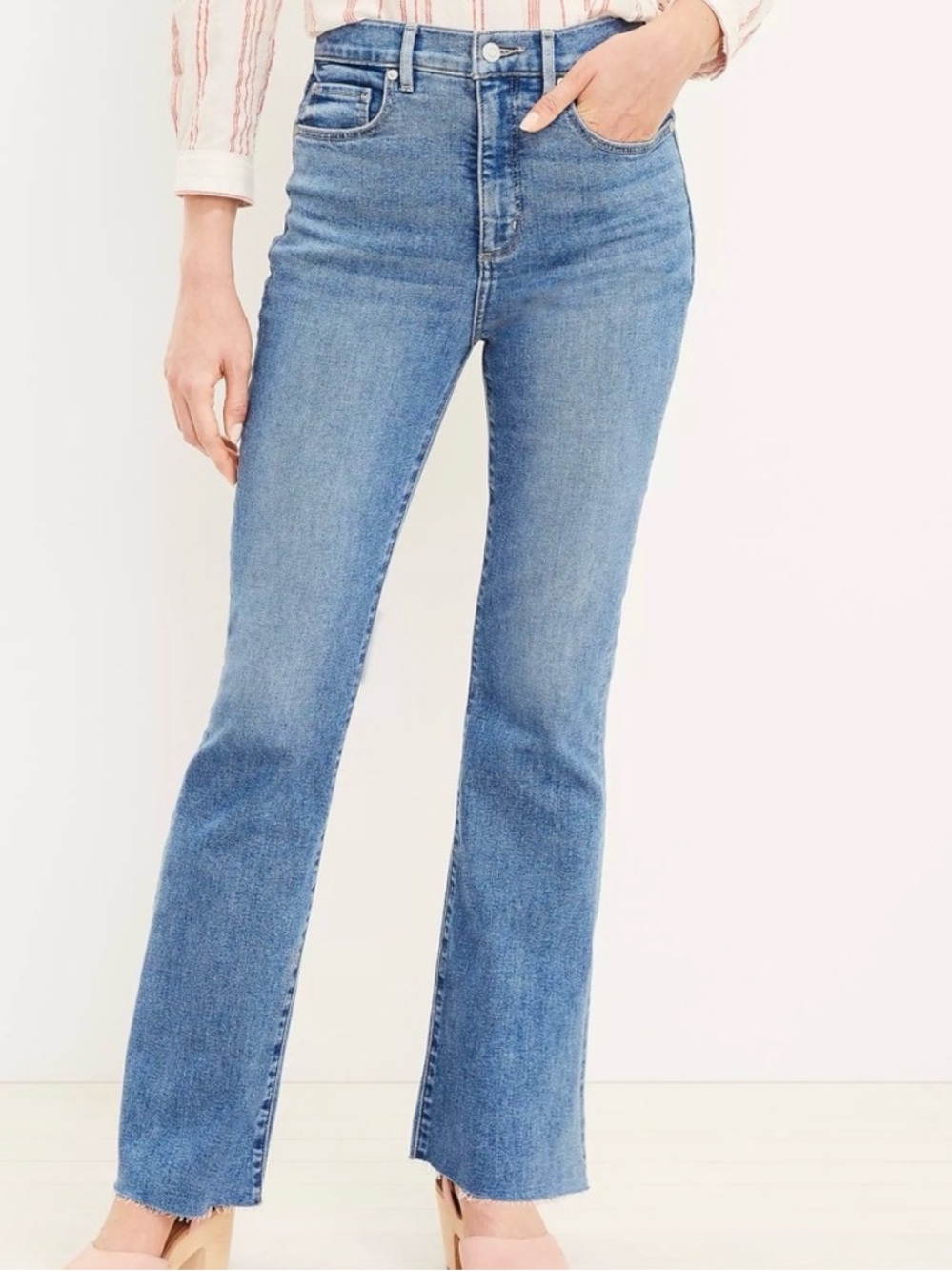 NEW Light Blue LOFT High-Rise Slim Flare Women's Jeans 2 26 NWT